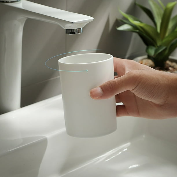 Paquete de 2 vasos de baño irrompibles para cepillo de dientes, suave y  duradero, vaso para cepillo de dientes (blanco y rosa)