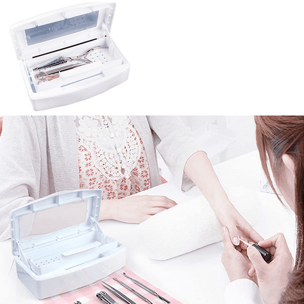 Caja de desinfección de arte de uñas, esterilizador para herramientas de  uñas, esterilizador de bandeja de esterilización para esteticista, salón de