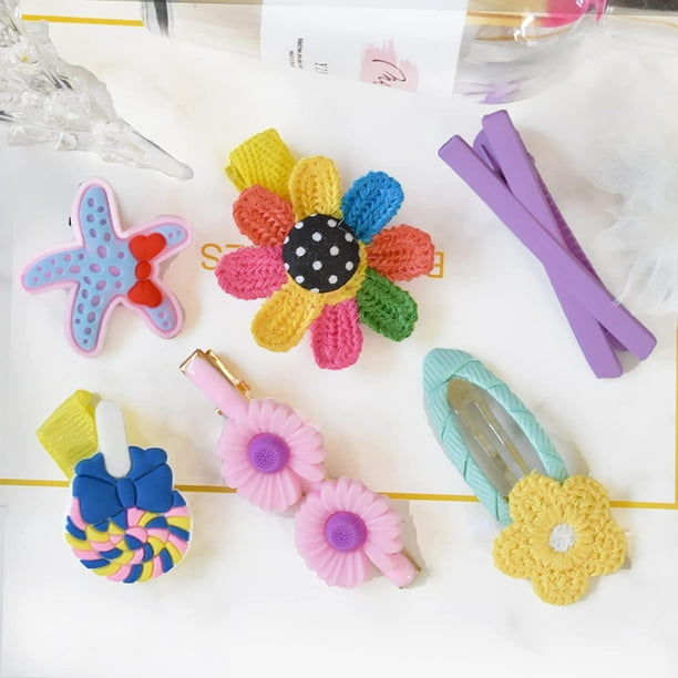 MHwan accesorios pelo niña, 40 piezas de flores, frutas, arcoíris y lazos,  pinzas que no dañan el cabello, bonitos y vivos clips : .es: Belleza