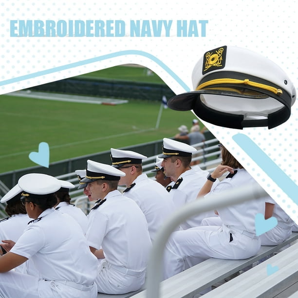 Paquete de 6 sombreros de marinero para capitán, bordado de barco,  marinero, sombrero ajustable azul marino para niños