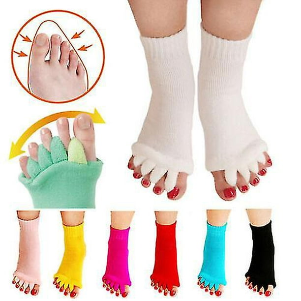 Calcetines separadores de dedos para yoga, deportes, gimnasio, salud,  masaje, alineación de pies, Blanco
