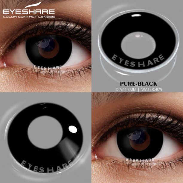 Eyeshare 1 Par De Lentes De Contacto Cosplay Para Ojos De La Serie Negro Halloween Cosméticos