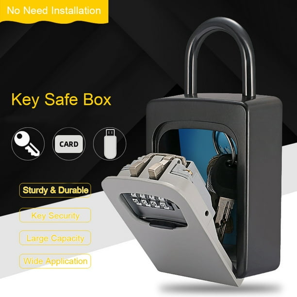 Caja de seguridad para llaves, caja de almacenamiento de llaves, cerradura  de combinación de seguridad impermeable, procesamiento de código de 4