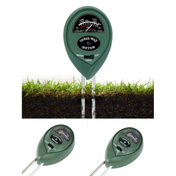 Medidor de humedad del suelo, probador de pH del suelo 3 en 1, kit de  prueba de suelo para césped, jardín, granja, casa, interior, exterior