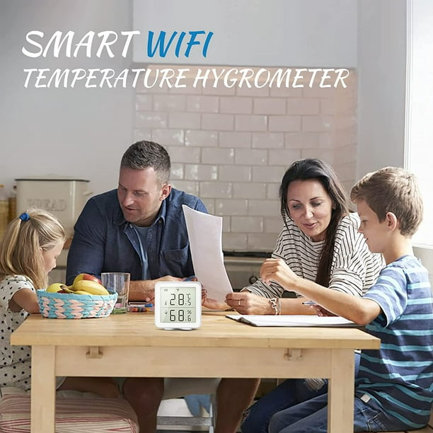 Termómetro wifi inteligente, higrómetro, sensor de temperatura digital  compatible, higrómetro de temperatura, historial de días Ormromra MZQ-0944