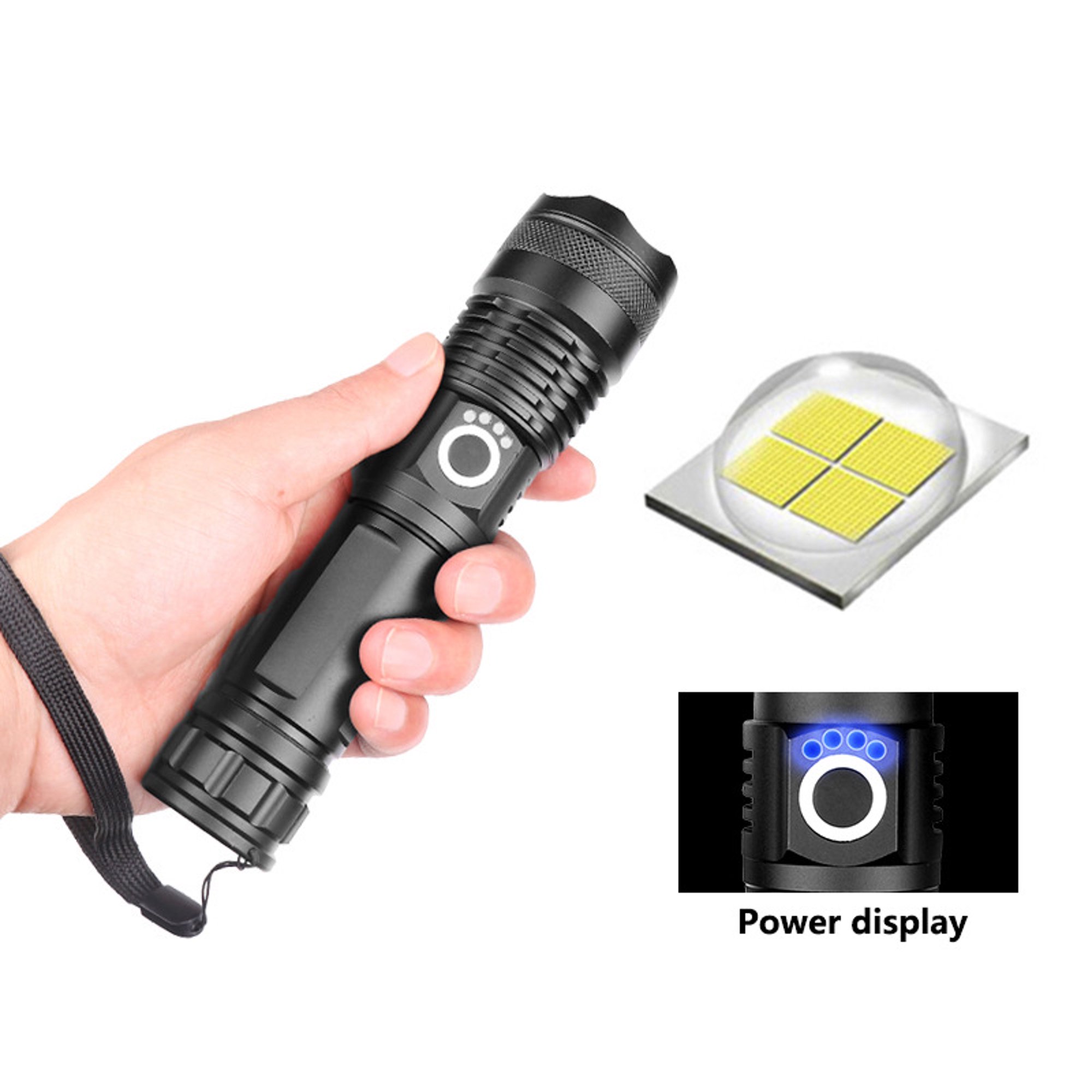 Comprar Potente linterna LED de 100000 lúmenes, linternas tácticas  recargables USB 18650, linterna LED impermeable con Zoom para pesca y caza