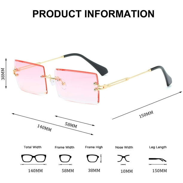 Gafas de sol rectangulares montura para mujer/hombre, con montura de Metal ultraligeras, gafas UV400 a la moda, Unisex Ormromra LRWJ277-5 | Walmart en línea