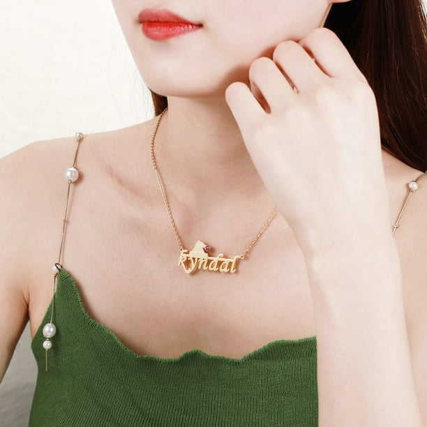 Collar con nombre personalizado con nombre chapado en oro de 14 quilates,  oro rosa/plata, collares de acero inoxidable para mujer, regalos de