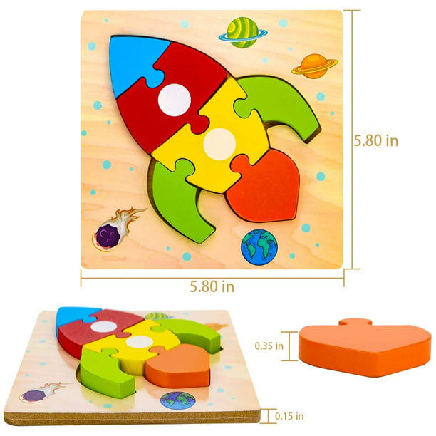 Paquete de 6 rompecabezas de animales en 3D para niños de 3, 4, 5 y 6 años,  rompecabezas de madera para niños pequeños, juguetes educativos  preescolares para niños y niñas. Ormromra WRLF-292