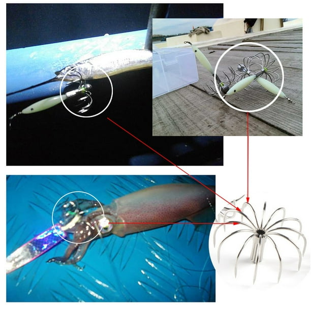 10pcs Acero Inoxidable Calamar Plantilla Pulpo Simulación 4.5cm Sunnimix  Gancho de pesca de calamar