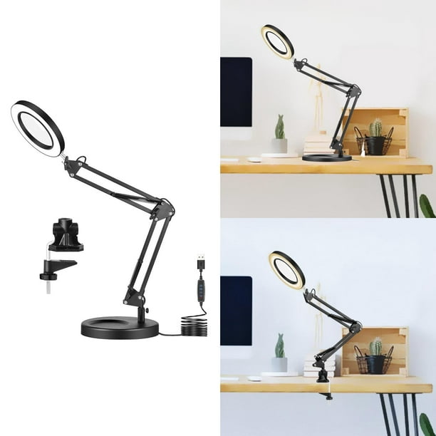Lupa con luz y soporte, lámpara LED de escritorio con aumento de
