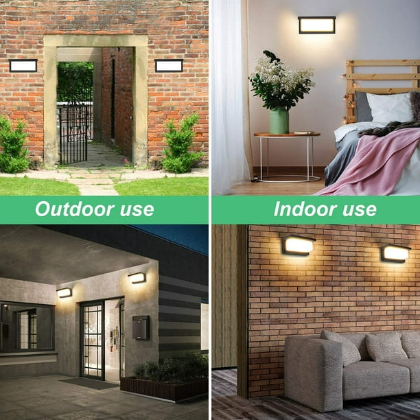 Lámpara de pared LED para exteriores, IP65, impermeable, luces exteriores  cuadradas, sensor de movimiento, lámpara de pared exterior para patio
