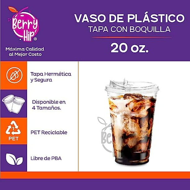 20 Vasos 709ml Con Tapa Y Popote