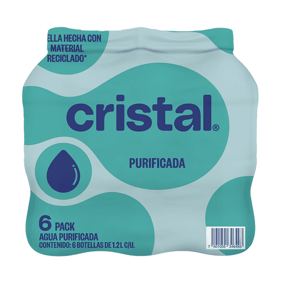 Agua purificada Cristal 6 pack de 1 l c/u
