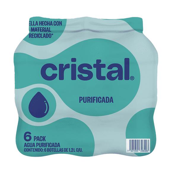 Agua purificada Cristal 6 pack de 1 l c/u