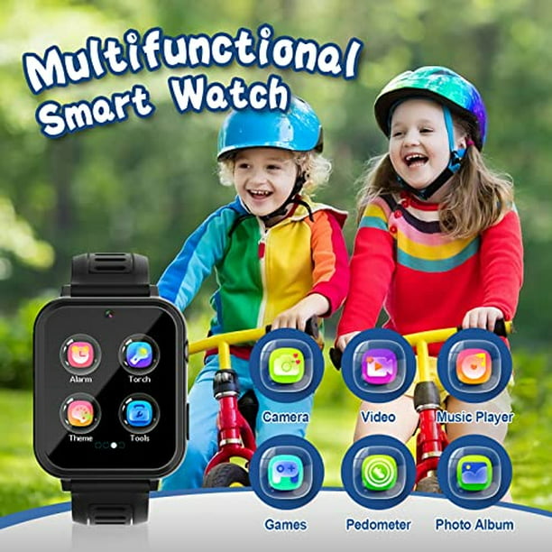 Reloj inteligente para niños, niñas, niños, reloj inteligente para niños de  4 a 12 años con juegos, reproductor de música, despertador, calculadora