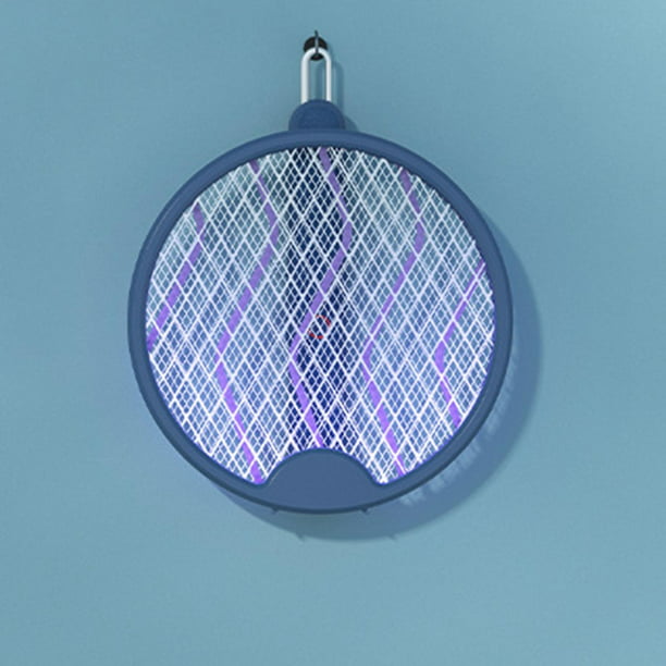 Matamoscas eléctrico giratorio, seguro para la raqueta del del del  dormitorio , Azul Soledad Matamoscas electrico