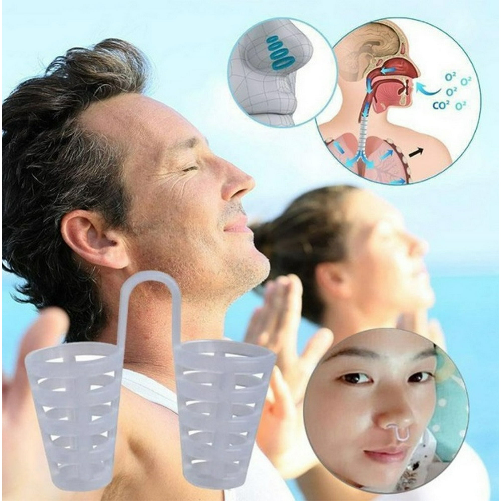 100 PCS Solución para ronquidos Materiales naturales Tiras nasales para respirar  mejor por la nariz