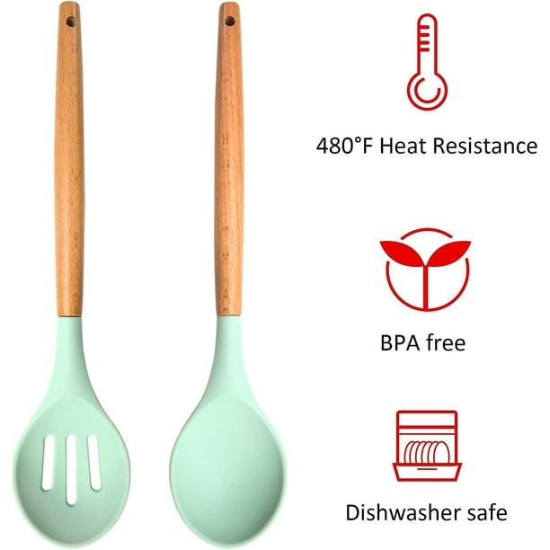 4 cucharas de silicona para mezclar antiadherentes, resistentes al calor,  cucharas de silicona para utensilios de cocina, cucharas de cocina