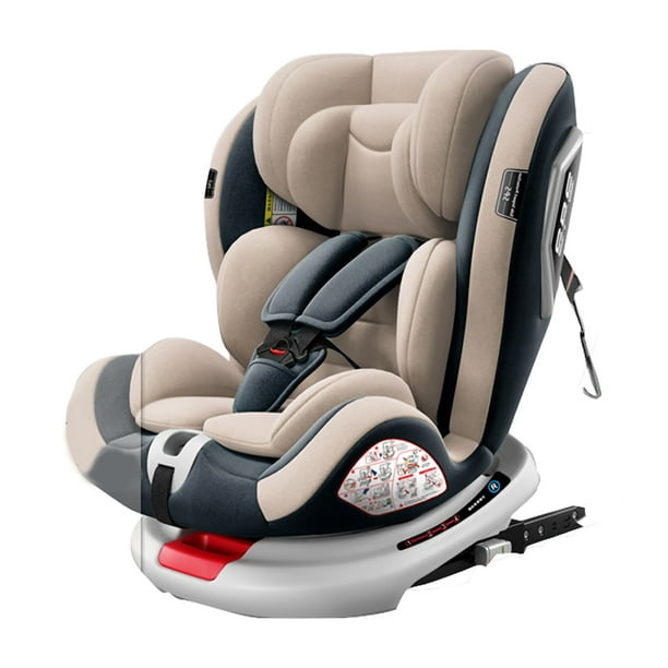 Asiento de coche portátil para niños pequeños, asiento elevador con respaldo  alto y rotación de 360 grados, color café