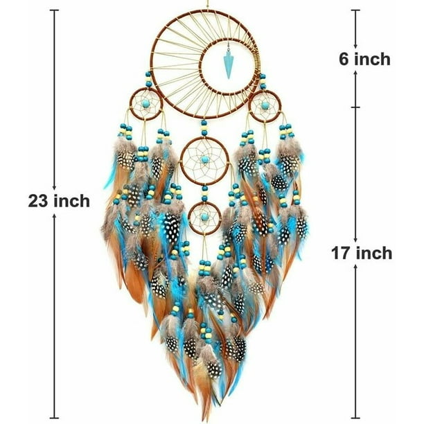 Atrapasueños grande de estilo nativo americano para dormitorio, decoración  colgante de pared, adornos para manualidades (azul claro)