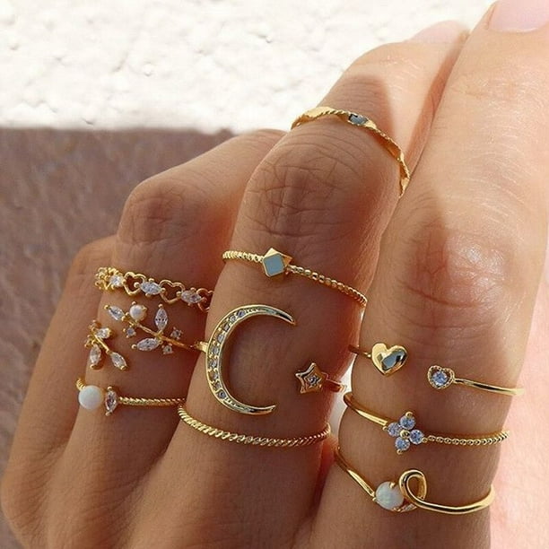 2 Piezas/set Anillo De Estrella De La Suerte Para Mujeres, Adecuado Para  Uso Diario