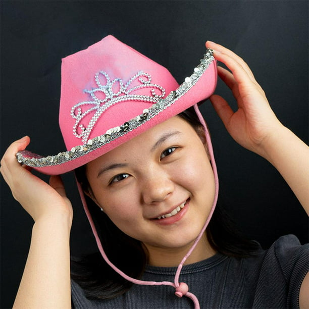 Cowboy Cowgirl Sombrero Corona Ancha Para Niñas Vestido De Lujo De lentejuelas Sombrero de vaquero Walmart en línea