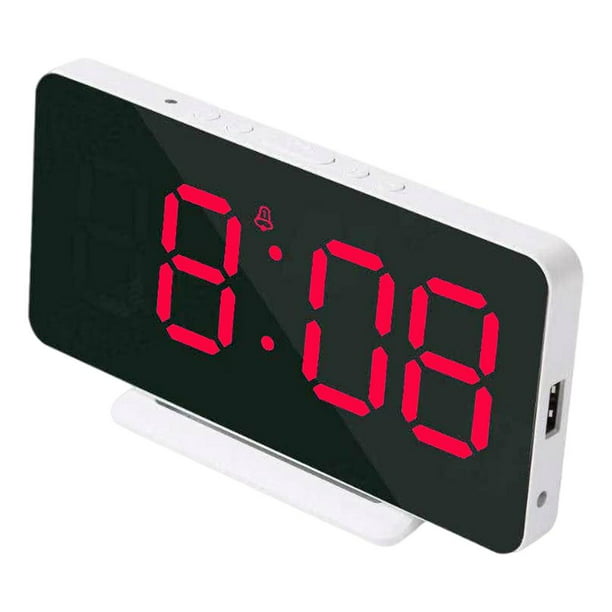 Reloj despertador Digital LED moderno, reloj despertador de escritorio o  pared, de temperatura Colck, fecha de repetición, s duales, ca rojo  Sunnimix