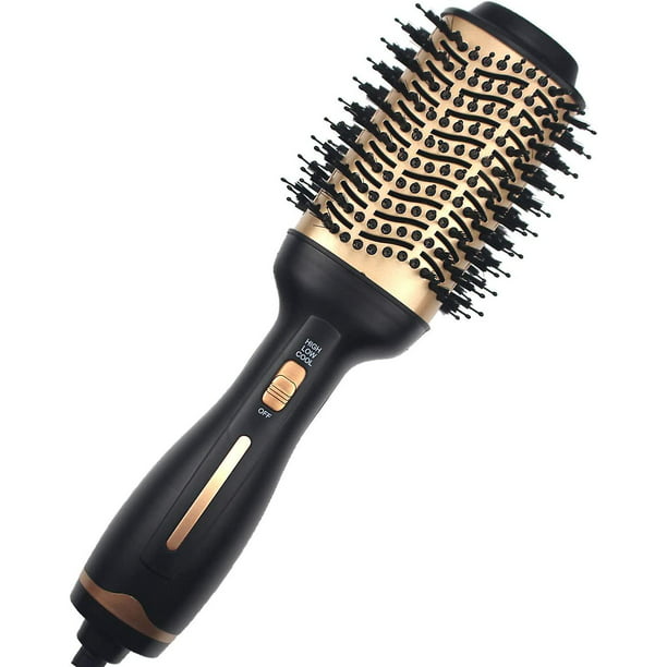 Cepillo secador de pelo, cepillo secador de pelo con barril de titanio  mejorado y tecnología de iones negativos, secador de pelo y moldeador