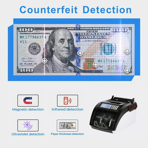 Detector/contador electrónico de billetes con arrastre automático