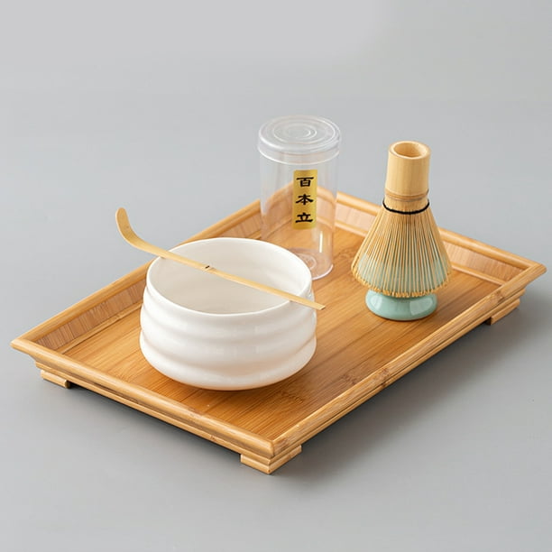 Cuchara de bambú blanca para Matcha, juego de té Matcha de bambú,  alfombrilla con borde envuelto, juego de té Matcha de bambú optimizado para  la excelencia Jadeshay A