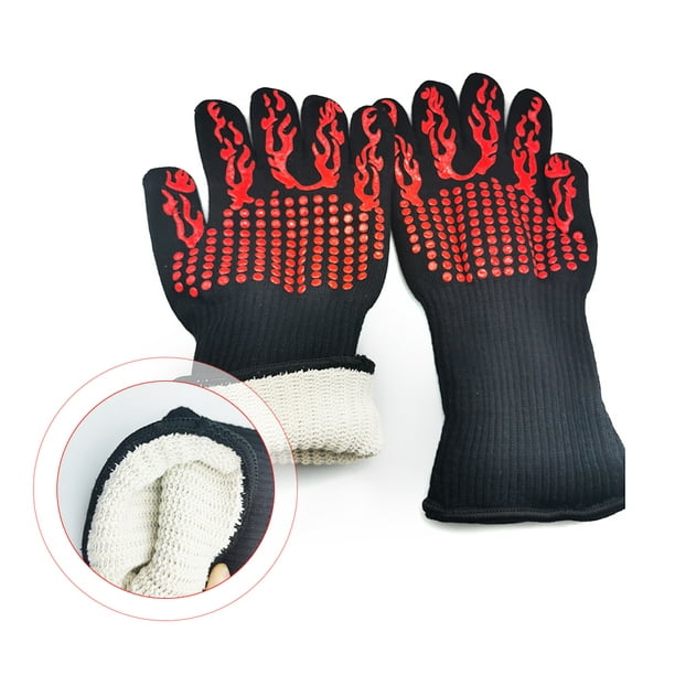 Guantes de barbacoa Guantes de horno de resistencia a altas temperaturas  500 grados a prueba de fuego Barbacoa Aislamiento térmico Guantes de horno  de microondas