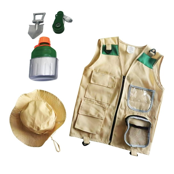 Kit de aventura al aire libre para niños Chaleco de carga Sombrero Set  Cómodo Explorador Disfraz Juego de rol Ropa de juguete