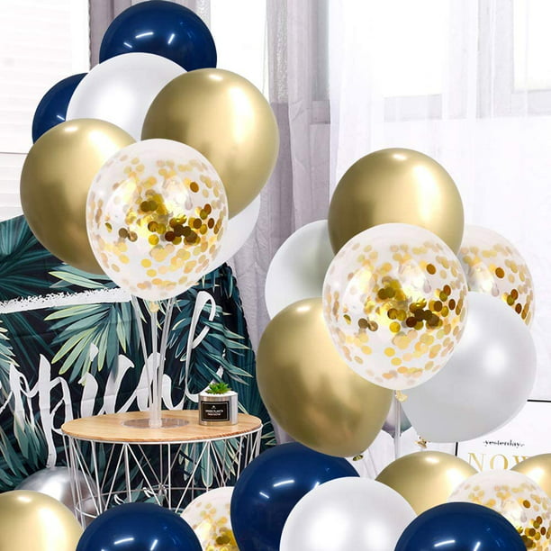 Globos de cumpleaños de 50 años, decoraciones de cumpleaños 50 para mujeres  con impresión de cumpleaños dorados, globos metálicos de látex de 40
