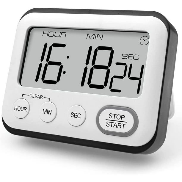 1 temporizador de cocina, reloj despertador multifuncional, temporizador de  cocina con reloj, temporizador digital, cronómetro con pantalla LCD de  dígitos grandes (negro) brillar Electrónica