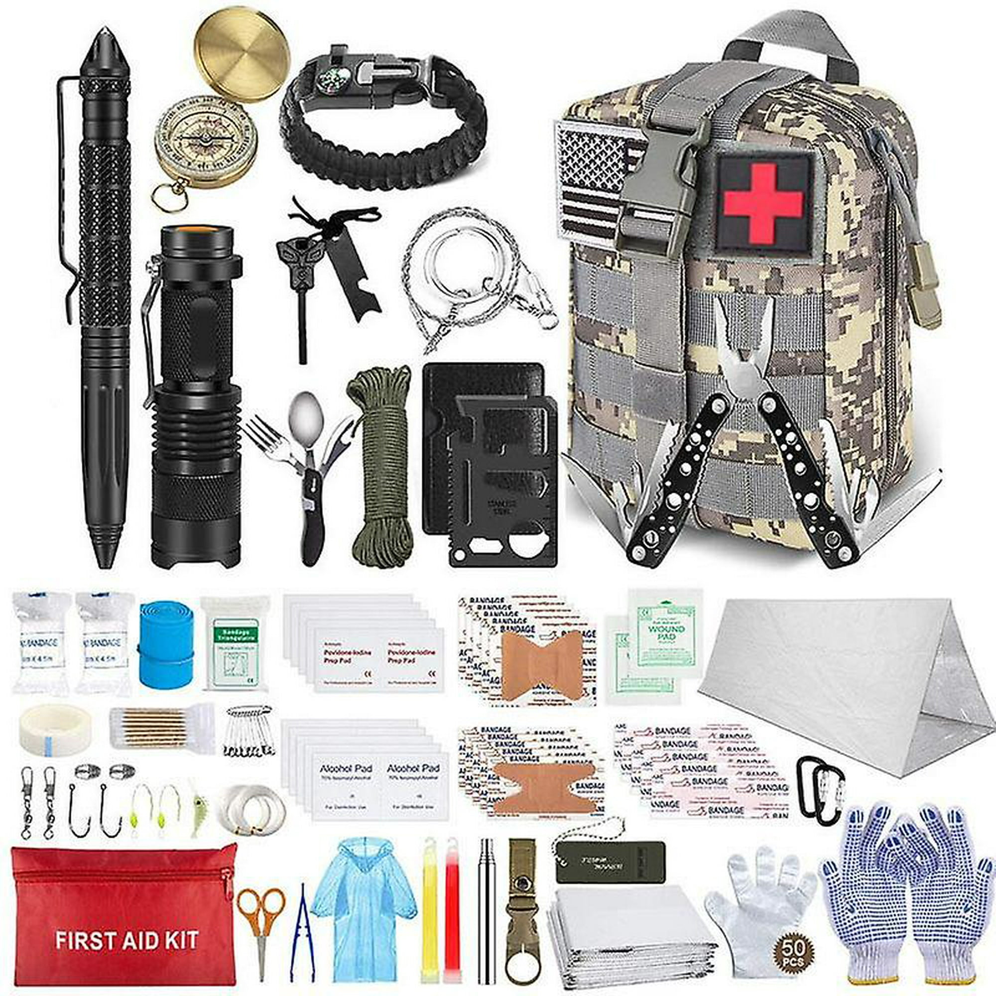 Kit De Supervivencia De Emergencia Y Botiquín De Primeros Auxilios, Equipo  Y Equipo De Supervivencia Profesional Con Bolsa, Para Hombres Que Acampan Y