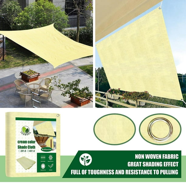 Toldo Vela Sombra Rectangular Para Patio 6 X 4 Mts Beige