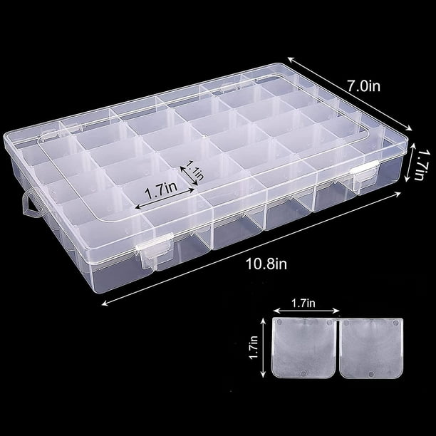 MAHIONG Paquete de 6 cajas organizadoras de plástico de 36 rejillas con  divisores ajustables y 600 etiquetas adhesivas, contenedor de  almacenamiento