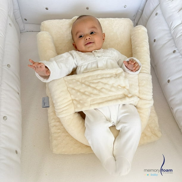 Cojín con Soporte y Seguro para Bebé - Funda Lavable Hueso Memory Foam Cojín  Antirreflujo Bebé