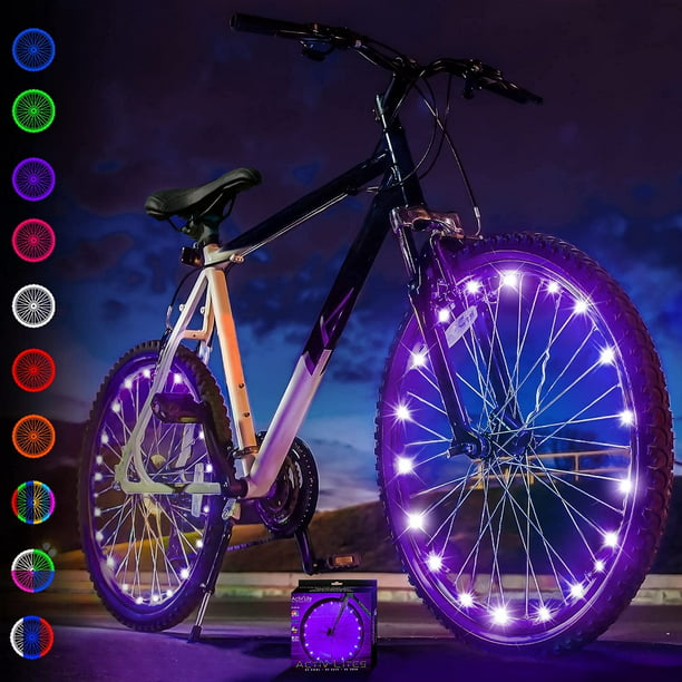 Juego de luces LED para rueda de bicicleta con batería para 100 % de brillo  y visibilidad en todos los ángulos para máxima seguridad (púrpura) JAMW  Sencillez