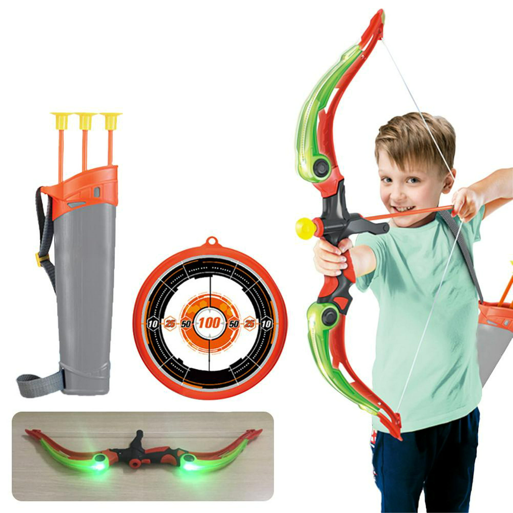  Juego de arco y flecha para niños con 3 flechas de ventosa y  objetivo – Kit de juego de tiro con arco para niños y niñas por Hey!Play! -  : Deportes