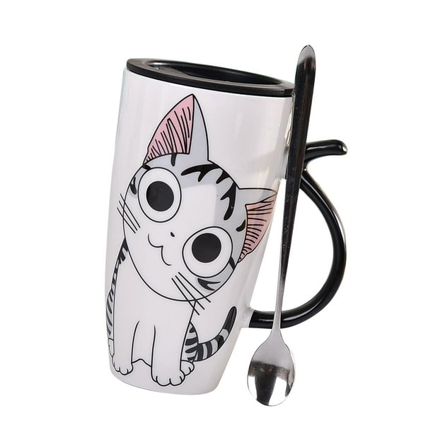 Set de taza con tapa + cucharita - Gato - BAZAR DE LA ESQUINA