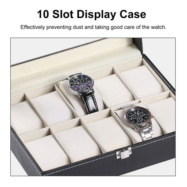 Caja para Relojes Hombre Mujer con 10 Compartimentos, Estuche