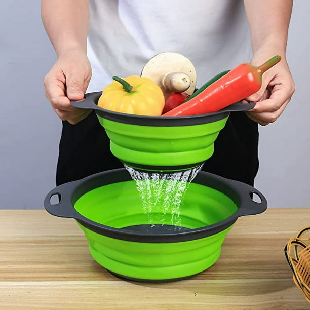  Colador plegable, colador con asas para drenar pasta, verduras,  frutas : Hogar y Cocina