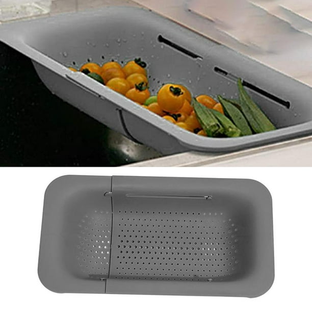 Escurridor de platos extensible sobre el fregadero, colador expandible para  frutas y verduras, cesta para cocina