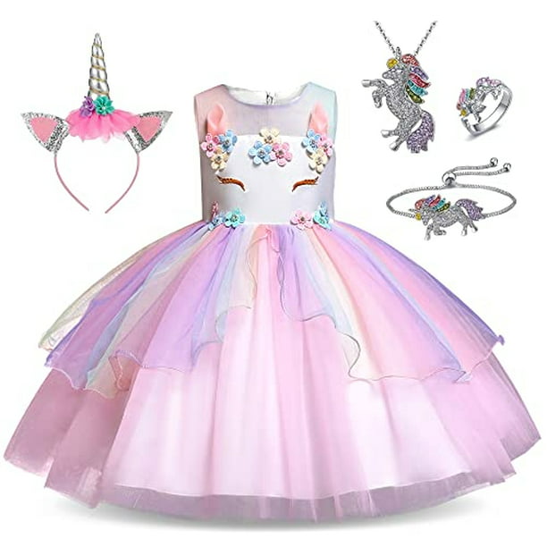  Cuteshower - Disfraz de unicornio para niña, tutú de princesa  con diadema y alas para bebé, 7-8 años : Ropa, Zapatos y Joyería