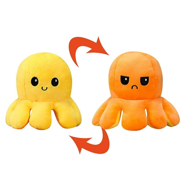 G-LOVELY'S - Peluche de pulpo reversible, pulpo de calamar para girar,  pulpo de peluche, regalo para niños (naranja y amarillo)