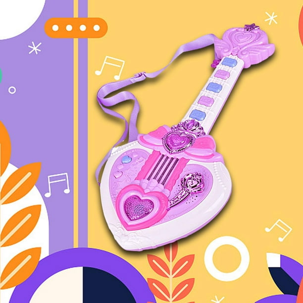 Guitarra de juguete. instrumento de música eléctrico de dibujos animados  amarillo