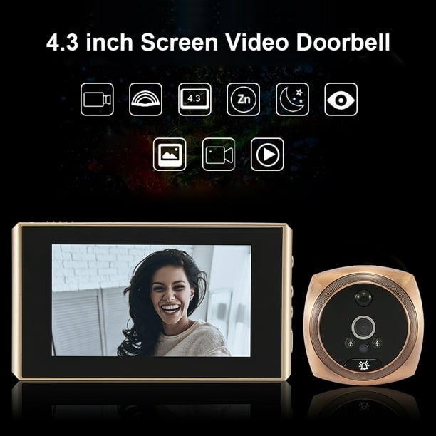 Cámara de mirilla de puerta, pantalla a color de 4.3 pulgadas, visor de  mirilla de puerta con funciones de foto y video, visor digital de puerta