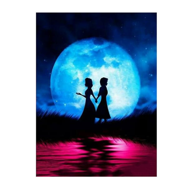 Disney Diamond Painting Mickey Et Minnie Shadow Moon Full Diamond